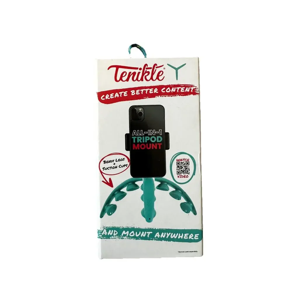 Tenikle Flexible Tripod Teal Bendable Suction Cup Phone Mount – Unused